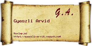 Gyeszli Arvid névjegykártya